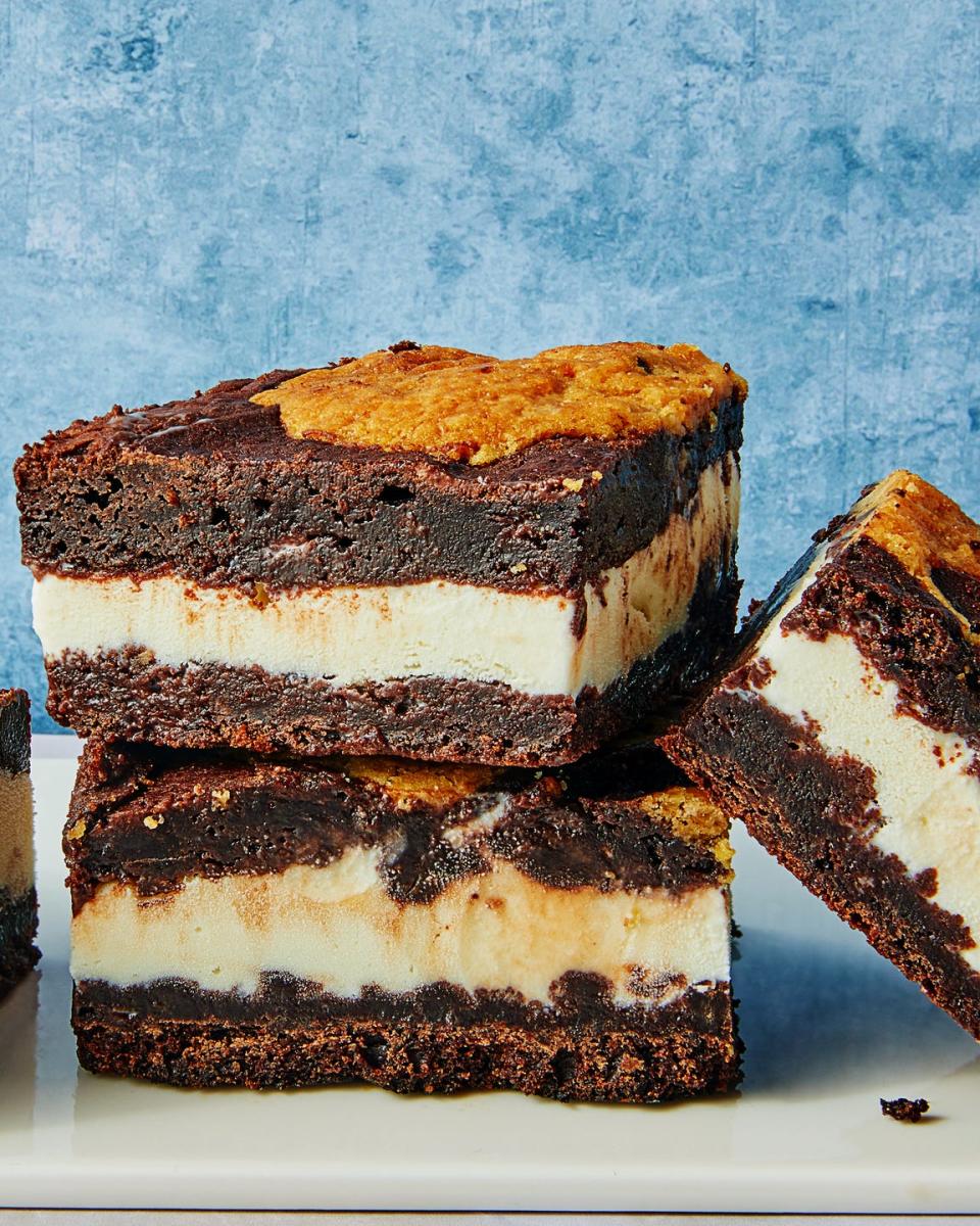 ice cream sandwiches with brownies and chocolate chip cookies