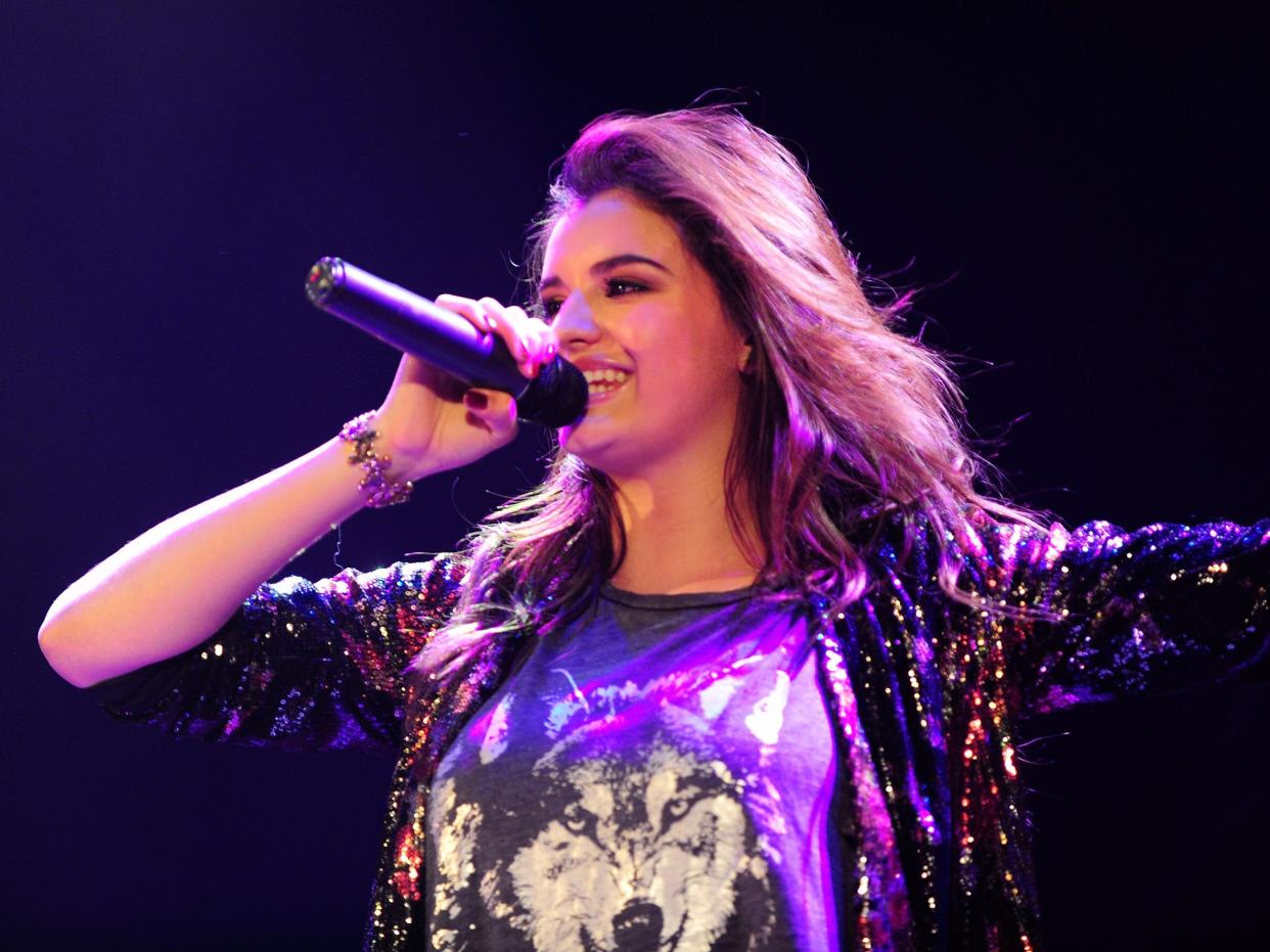 Singer Rebecca Black performs live at the House of Blues on December 23, 2012 in Anaheim, California