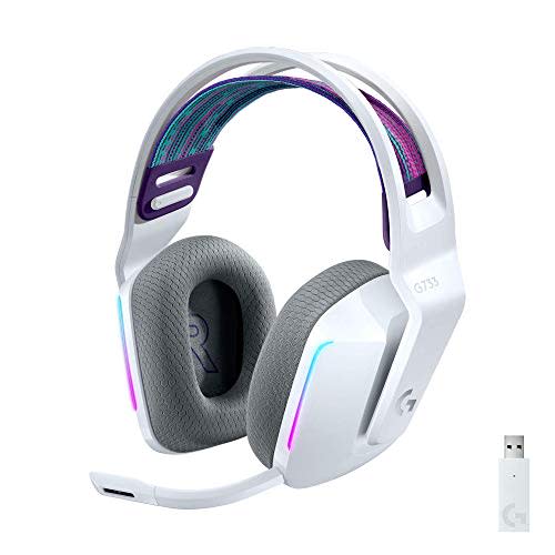 Logitech G733 Lightspeed Wireless Gaming Headset with Suspension Headband, LIGHTSYNC RGB, Blue VO!CE mic Technology and PRO-G Audio Drivers - White (Amazon / Amazon)