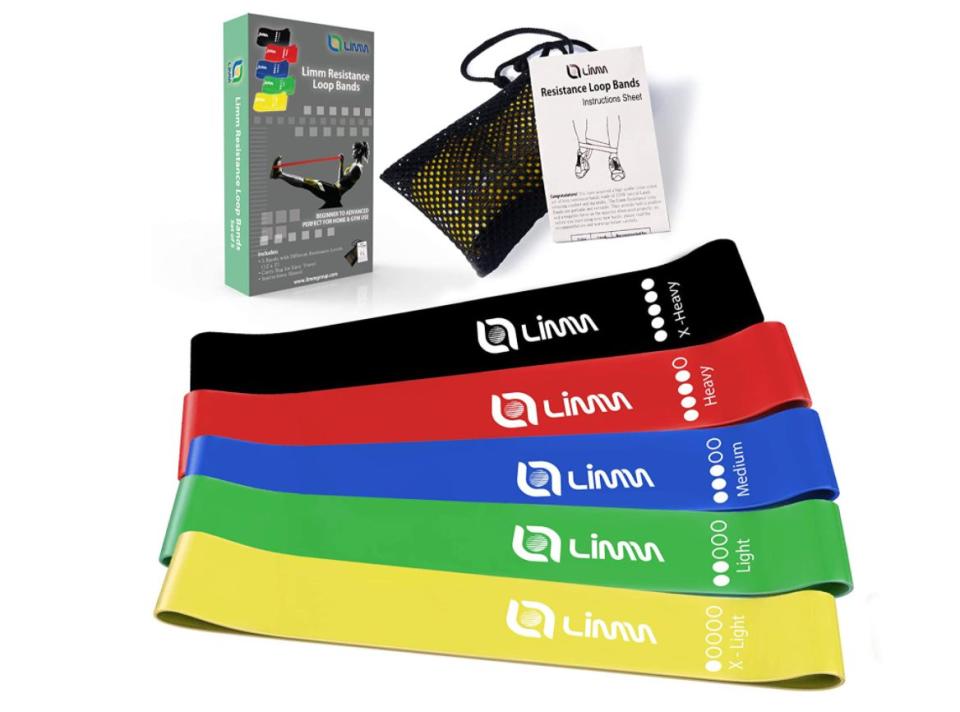 These bands come in five resistance levels (X-Light, Light, Medium, Heavy and X-Heavy) if you're looking for a challenge while you're lunging or squatting.<br /><br /><strong>Promising review:</strong> "These are a nice add-on to my exercise routine. I primarily use the black and red bands which are the most resistance. The two lightest bands offer almost no resistance at all. I use these bands during my squats and lunges, but I love using them to exercise while doing other things like house cleaning. Basically anything I'm doing now can become an exercise once I add a couple bands." &mdash; <a href="https://www.amazon.com/gp/customer-reviews/RVVCKHSSVGHRQ?tag=bfgenevieve-20&amp;ascsubtag=5762934%2C6%2C33%2Cd%2C0%2C0%2Cgoogle%2C962%3A1%3B901%3A2%3B900%3A2%3B974%3A2%3B975%3A2%3B982%3A2%2C15989987%2C0" target="_blank" rel="nofollow noopener noreferrer" data-skimlinks-tracking="5762934" data-vars-affiliate="Amazon" data-vars-asin="none" data-vars-href="https://www.amazon.com/gp/customer-reviews/RVVCKHSSVGHRQ?tag=bfgenevieve-20&amp;ascsubtag=5762934%2C6%2C33%2Cmobile_web%2C0%2C0%2C15989987" data-vars-keywords="cleaning" data-vars-link-id="15989987" data-vars-price="" data-vars-product-id="1" data-vars-product-img="none" data-vars-product-title="Placeholder- no product" data-vars-retailers="Amazon">Heph N.<br /><br /></a><strong><a href="https://amzn.to/2RWsmzU" target="_blank" rel="noopener noreferrer">Get a set of five from Amazon for $9.49.</a></strong>