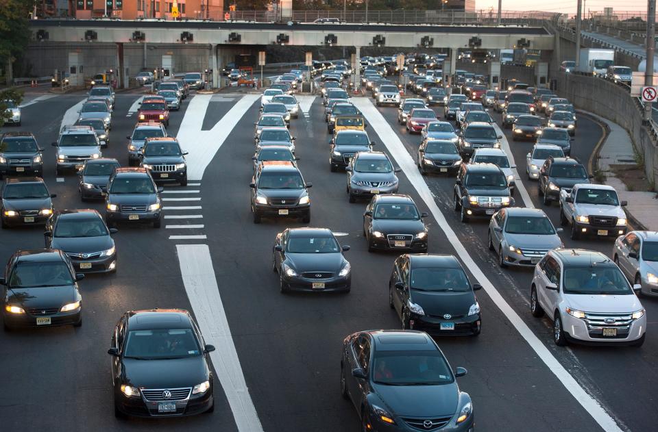 Traffic approaching the tolls at the George Washington Bridge at 7am on a Thursday morning, October 11, 2012.