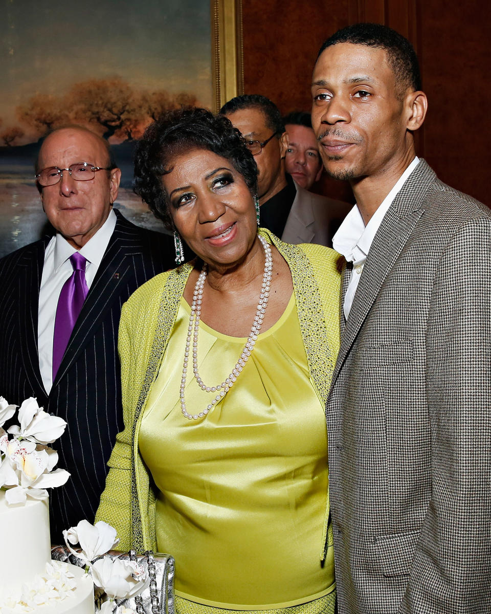 NEW YORK, NY - MARCH 22:  Record producer/ music industry executive Clive Davis, singer Aretha Franklin and Kecalf Cunningham attend Aretha Franklin's 72nd Birthday Celebration on March 22, 2014 in New York City.  (Photo by Cindy Ord/FilmMagic)