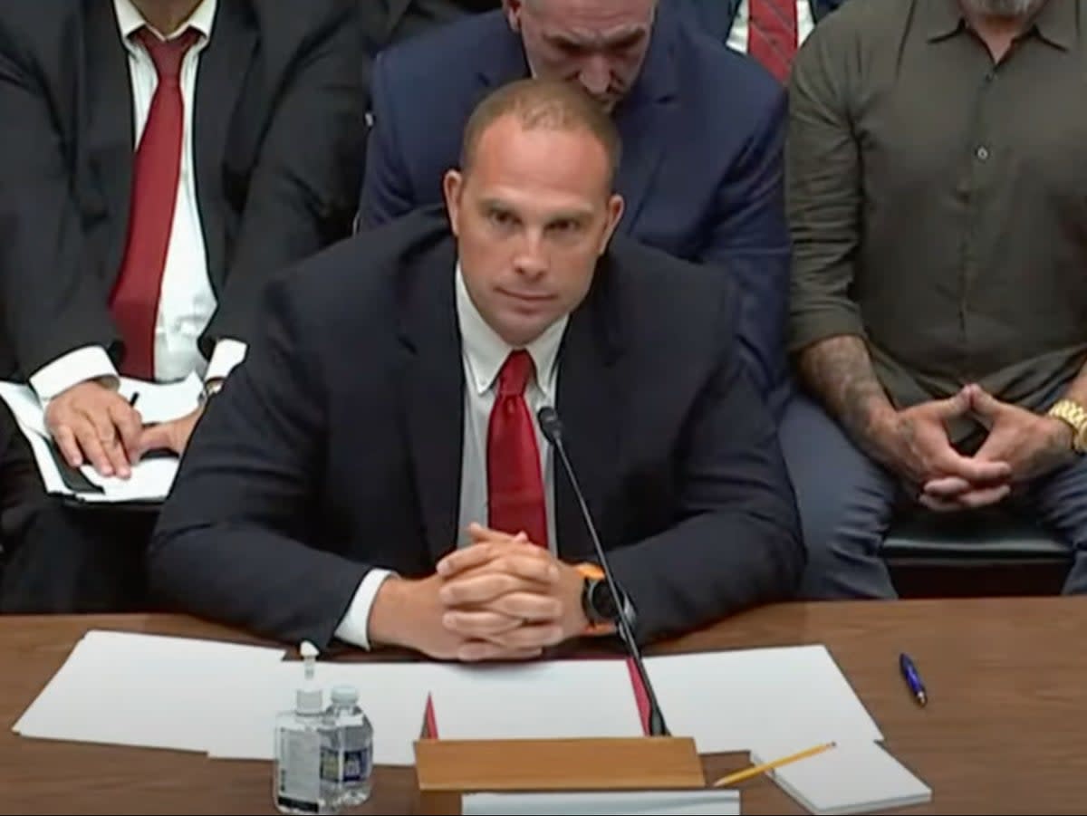 Former intelligence officer David Grusch discusses unidentified aerial phenomena during a House Subcommittee for National Security hearing (screengrab / CSPAN)