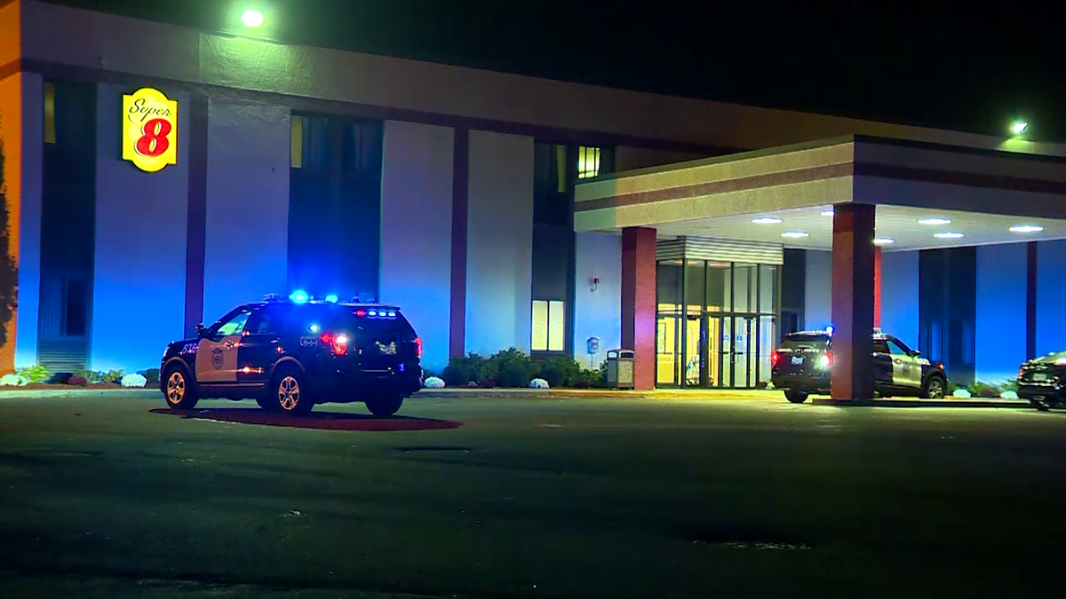 Brockton police investigate at the scene of a fatal shooting at the Super 8 Motel on Westgate Drive on Oct. 23, 2020.