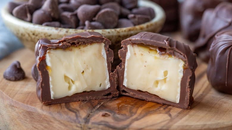 chocolate-coated brie cheese