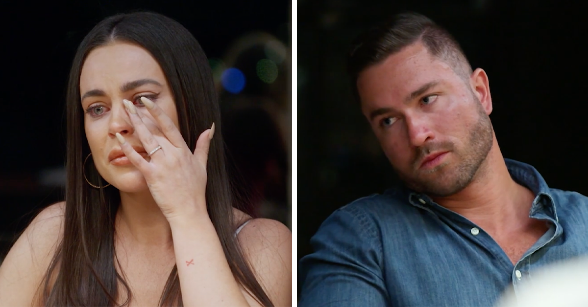 MAFS’ Bronte crying / Harrison at the final dinner party.