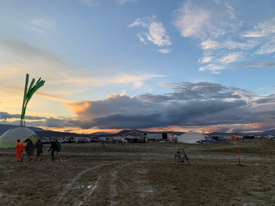 The sky clears after days of rain at Burning Man 2023.