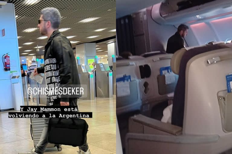 Las imágenes de Jey Mammon en el aeropuerto y a bordo de un vuelo