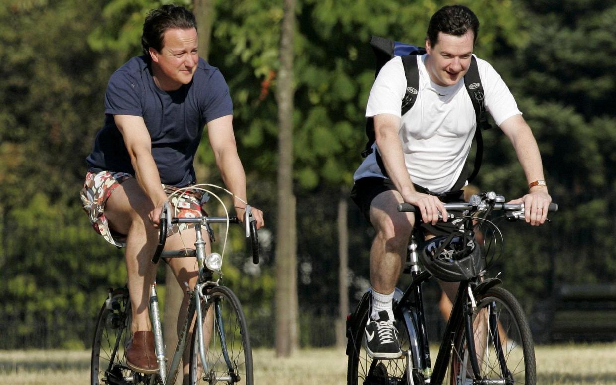 The real story of Leg-sit: David Cameron and George Osborne  - Rex Features