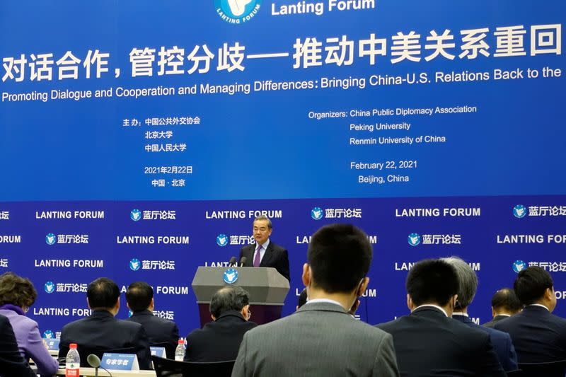 Chinese State Councilor and Foreign Minister Wang Yi at the Lanting Forum in Beijing