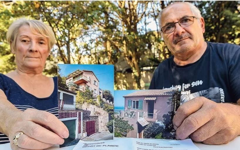 Henri and Marie-Thérèse Kaloustian, both 75, show their occupied holiday home in Théoule-sur-Mer on the Riviera - Maxime Jegat