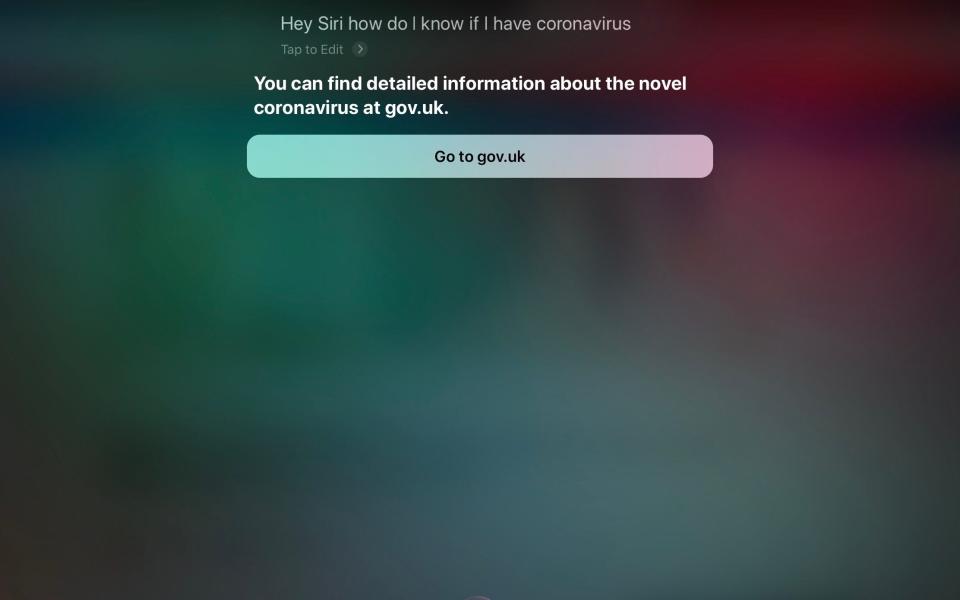 How Siri responds to the question on British-registered devices: a link to a government website