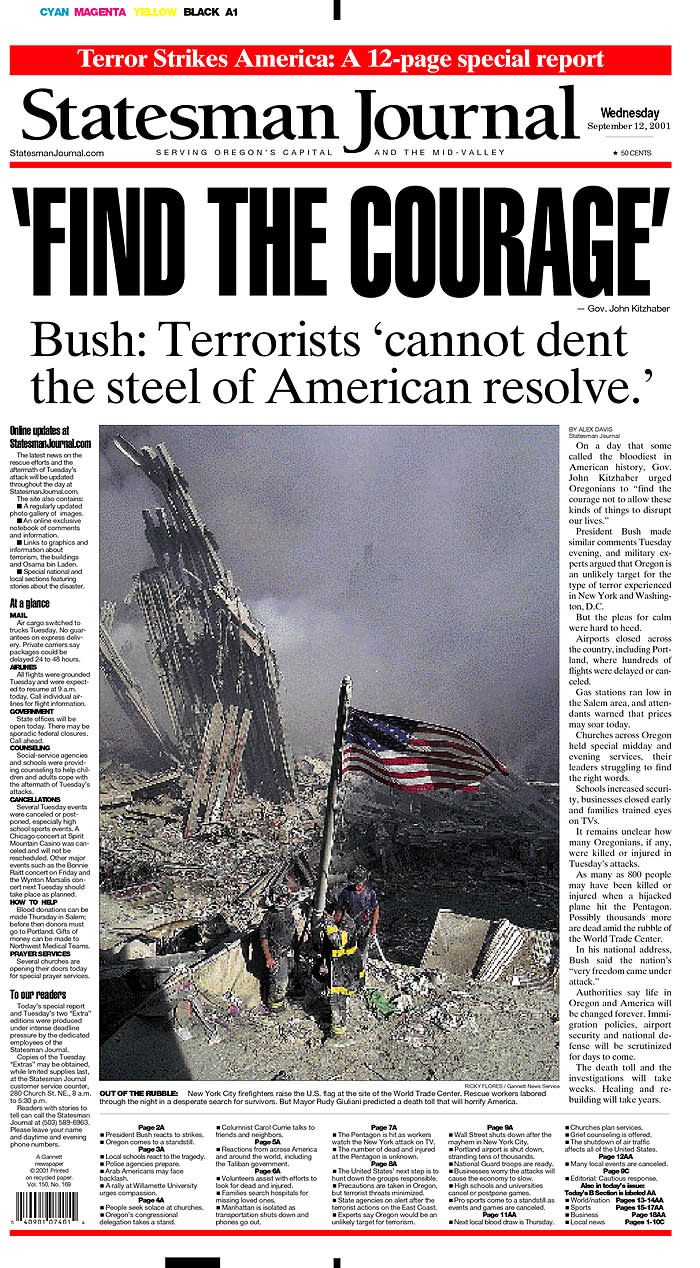 How the 9/11 attacks were reported on front pages around the world