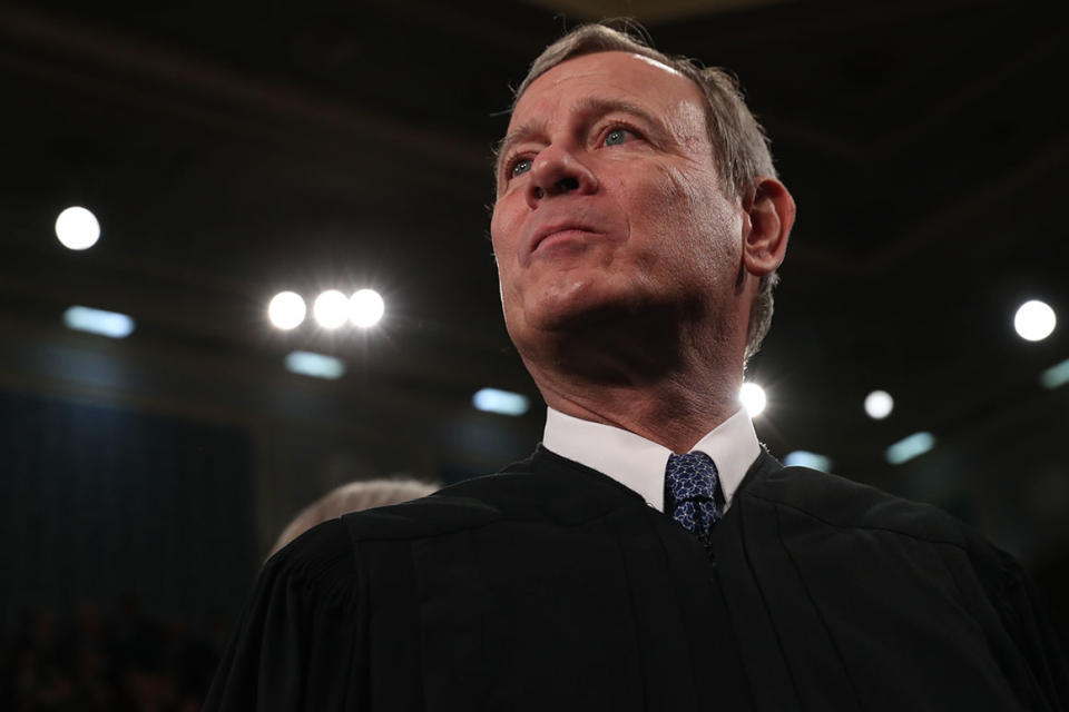 Supreme Court Chief Justice John Roberts, arrives before President Donald Trump delivers his State of the Union address to a joint session of Congress on Capitol Hill in Washington, Tuesday, Feb. 4, 2020. (Leah Millis/Pool via AP)