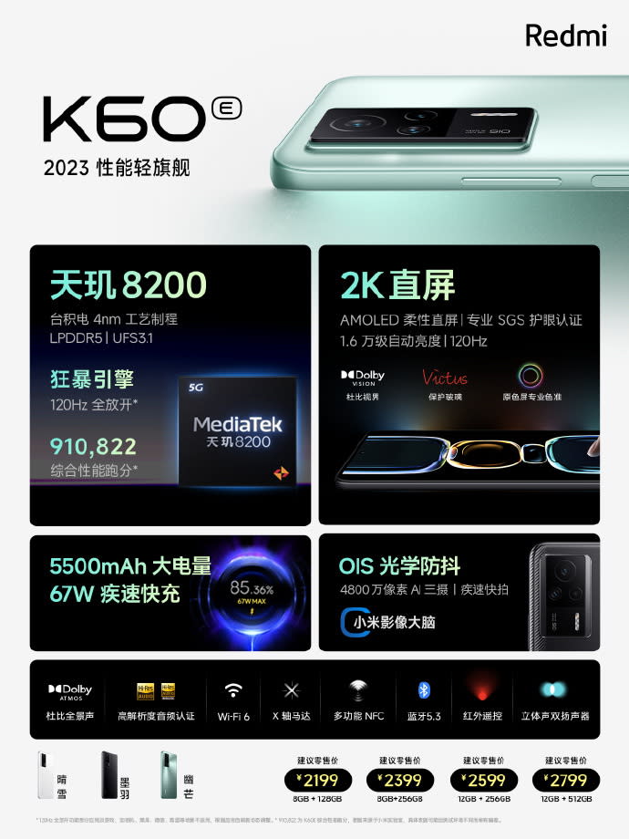 圖／Redmi K60E 。(Redmi官網)