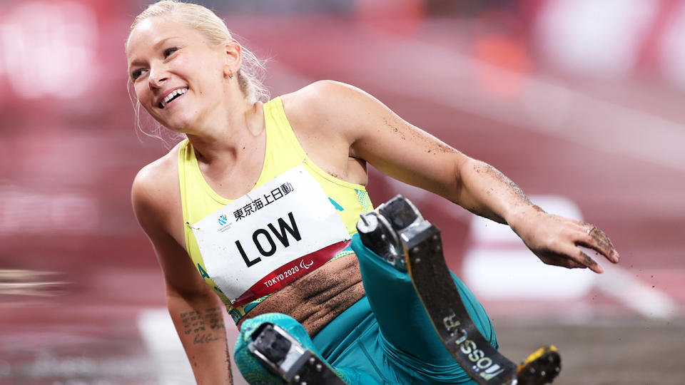 Australia's Vanessa Low broke her own world record three times to win long jump gold at the Tokyo Paralympics.