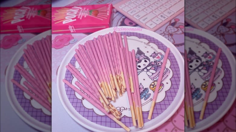 strawberry pocky on plate