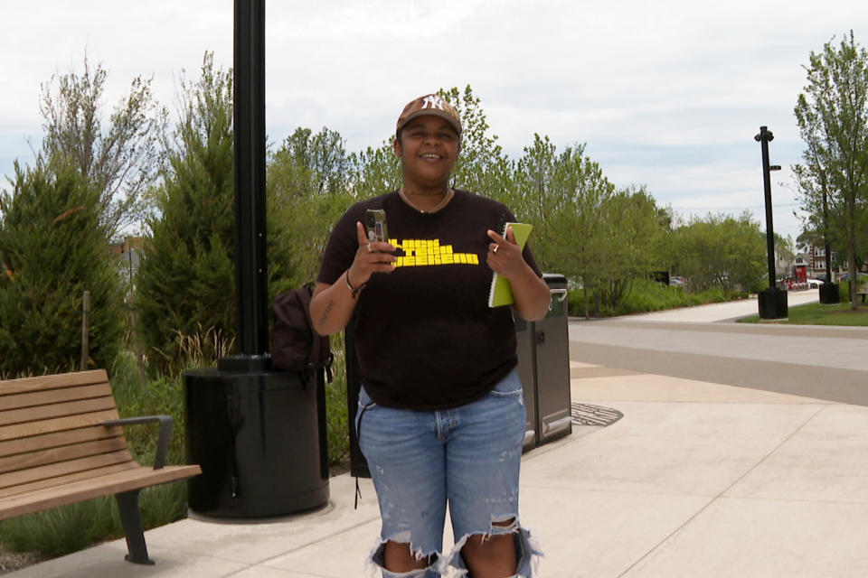 In this image from video, Arabia Simeon speaks to a reporter following an interview Friday, June 28, 2024, in Detroit. Simeon said after watching the presidential debate between Democratic incumbent Joe Biden and Republican challenger Donald Trump that "we're doomed no matter what." (For many voters in the U.S., there's despair in the air after the presidential debate this past week. AP Photo/Mike Householder)