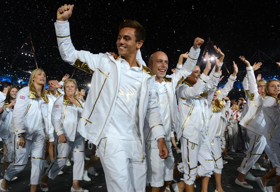 The poster boy of London 2012, Daley pictured during the team parade at the opening ceremony (Owen Humphreys/PA) (PA Archive)