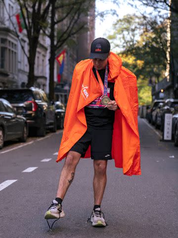 <p>Dave Hashim for Brooks Running</p> Cody Ko after the 2023 New York City Marathon.