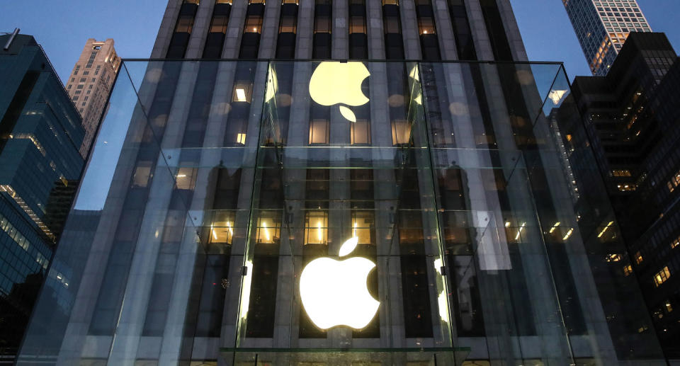 Apple store shown as a Russian man sues the company claiming it made him gay.