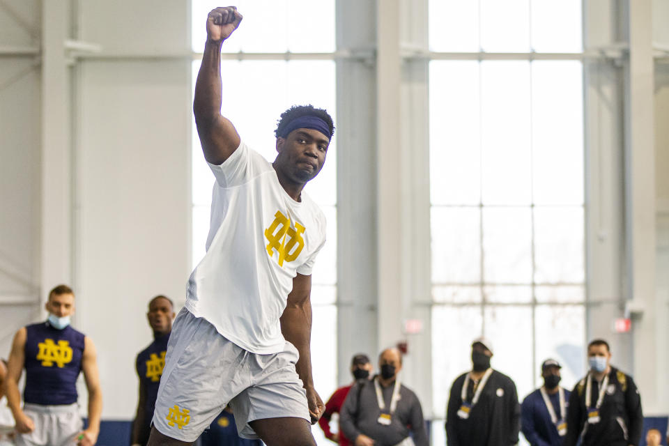 Jeremiah Owusu-Koramoah fell in the draft due to a heart issue, but the Browns aren't concerned about his health at all. (AP Photo/Robert Franklin)