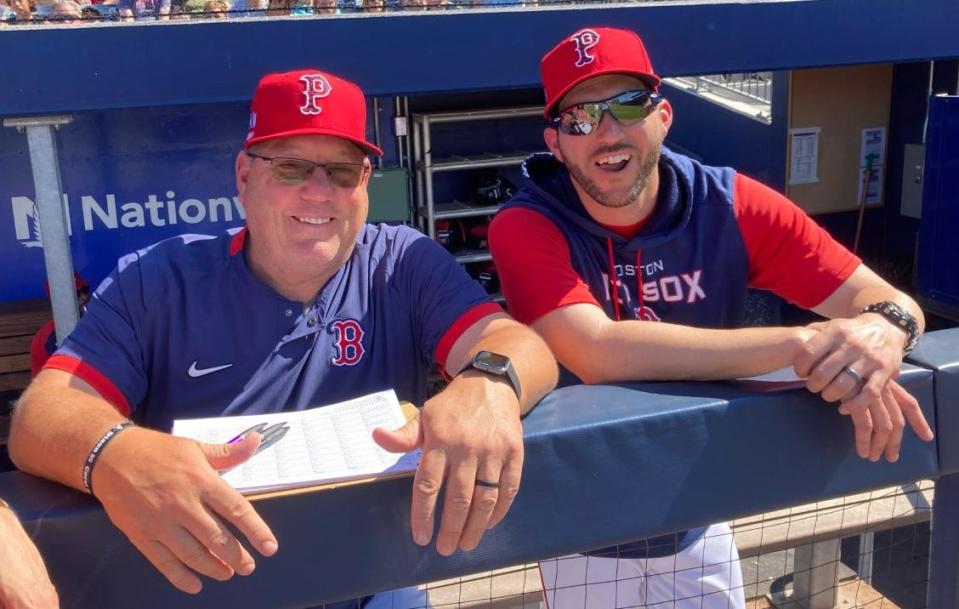 Worcester Red Sox hitting coach Rich Gedman, left, and manager Chad Tracy have developed a remarkable rapport as the coaching staff has played a big role in developing players.