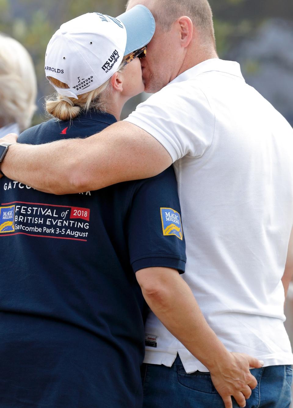 Mike and Zara Tindall kissing