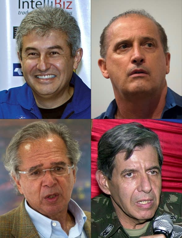 Brazilian president-elect Jair Bolsonaro's new cabinet picks include (clockwise from top left) astronaut Marcos Pontes, Congressman Onyx Lorenzoni, General Augusto Heleno and economist Paulo Guedes