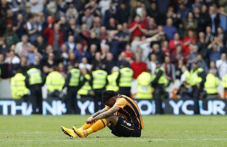 Hull City's Abel Hernandez looks dejected at full time. Action Images via Reuters / Craig Brough