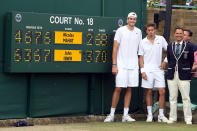 <p class="MsoNormal"><span>The marathon game: John Isner vs. Nicolas Mahut. In <b>2010</b>, Wimbledon witnessed the longest-ever tennis match, lasting just over 11 hours over the course of three days. Isner won the final set (70-68) to prevail, but both players would go down in history for sharing a record that may never be broken.</span></p><p class="MsoNormal">(Photos: Getty Images)<br></p>