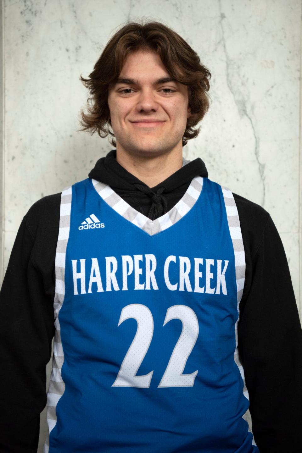 Harper Creek senior Ben Shafer (22)