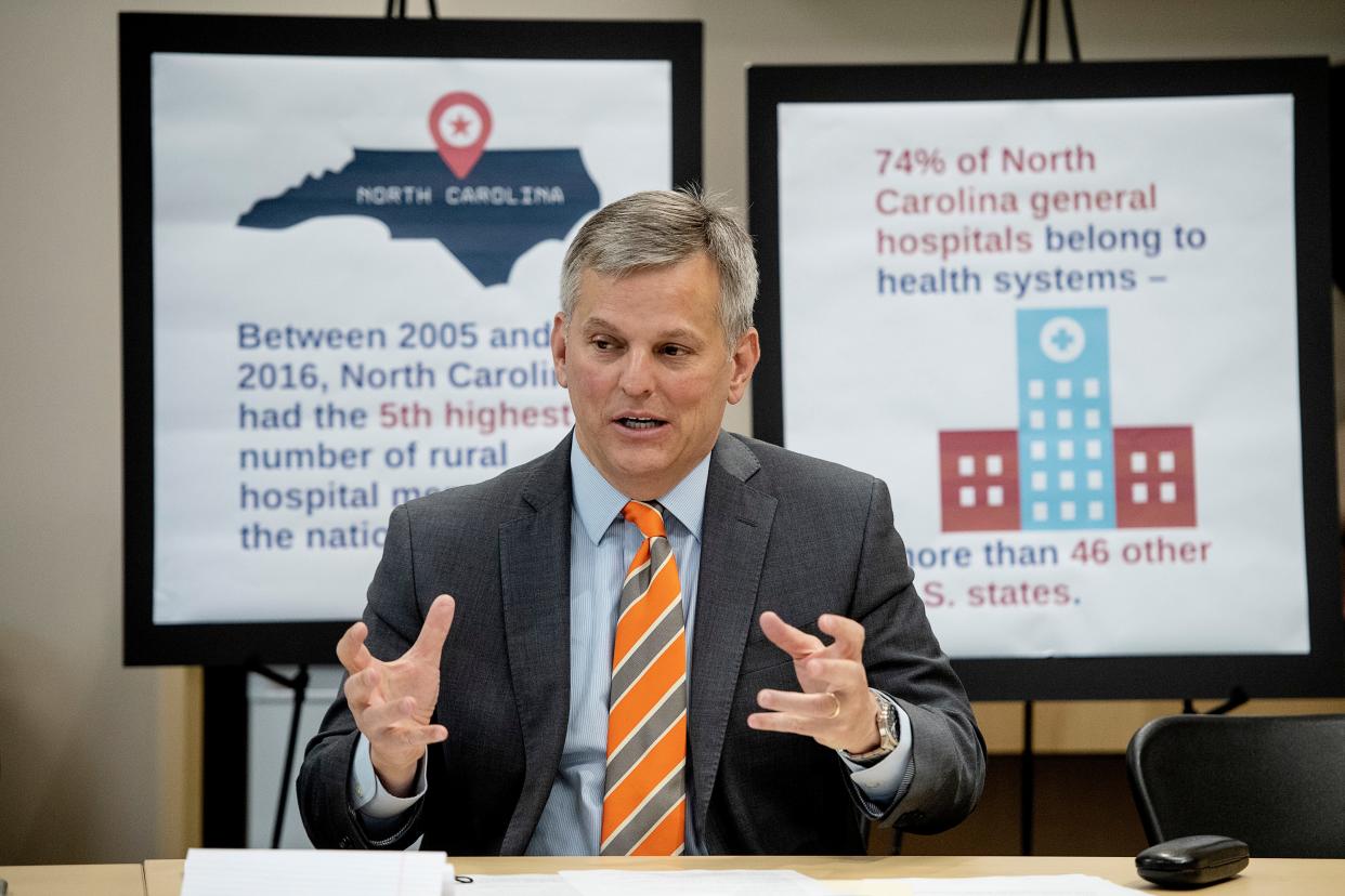 North Carolina Attorney General Josh Stein sat down with elected officials, medical professionals and community members April 28 at Buncombe Health and Human Services department to learn more about the impact of HCA Healthcare's 2019 acquisition of Mission Hospital