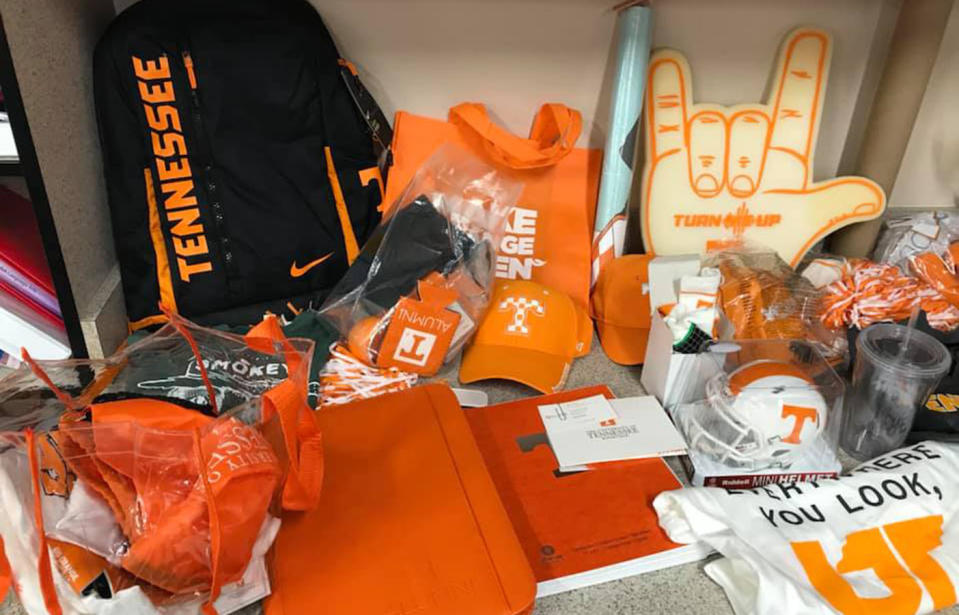 Some of the University of Tennessee swag gifted to the boy and his classmates. Source: Facebook / Laura Snyder