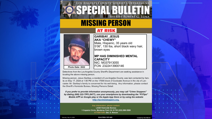 The family of 35-year-old missing at-risk man, Jesus Garibay, is asking for public assistance to help locate him. The Los Angeles County Sheriff's Department released this image of Garibay on May 18, 2024. (LASD)