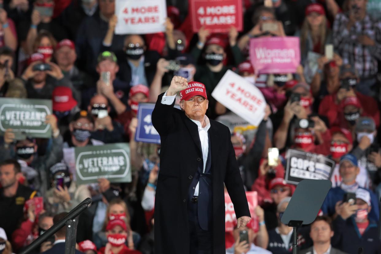 Trump at a recent rally in Des Moines, Iowa (Getty Images)