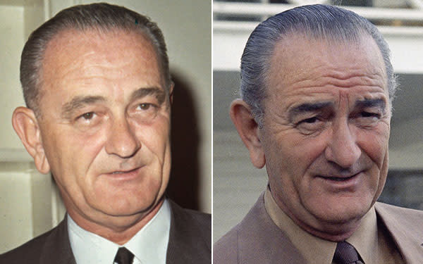 <b>Lyndon Johnson</b> The man who took over after John F. Kennedy was assassinated looked little changed - aside from a slight gray tint to his hair - after completing his predecessor's presidency and then winning one term in his own right. <br> <br> (AP Photo)