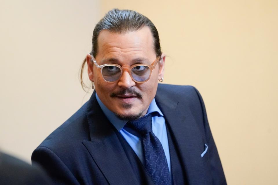 Actor Johnny Depp appears in the courtroom at the Fairfax County Circuit Courthouse in Fairfax, Va., Friday, May 27, 2022. Depp was Google's most trending searched person of the year.