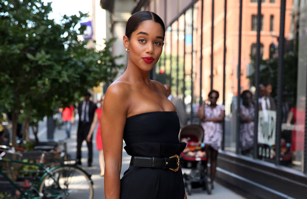 Laura Harrier is engaged credit:Bang Showbiz