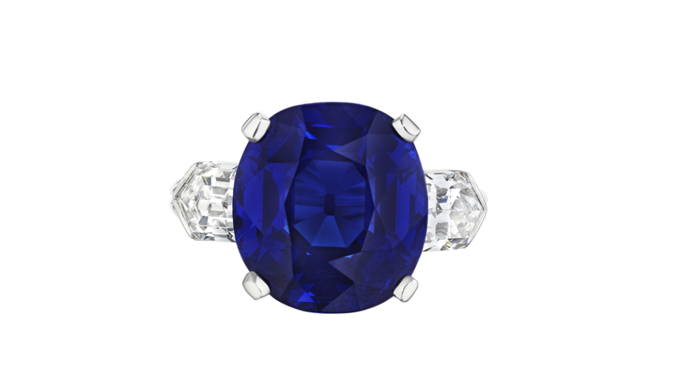 Tiffany & Co. cushion-cut Kashmir royal blue sapphire ring of 8.91 carats