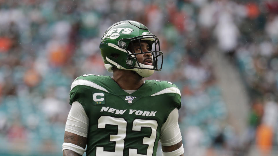 New York Jets strong safety Jamal Adams (33) in action during the second half of an NFL football game against the Miami Dolphins, Sunday, Nov. 3, 2019, in Miami Gardens, Fla. (AP Photo/Lynne Sladky)