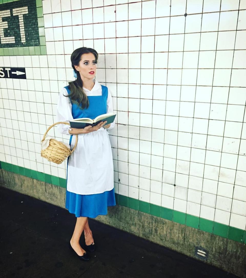 <p>We had to do a double-take when we saw the actress looking almost identical to the book-obsessed Disney princess. </p><p><strong>RELATED:</strong> <a href="https://www.goodhousekeeping.com/holidays/halloween-ideas/g4771/disney-halloween-costumes/" rel="nofollow noopener" target="_blank" data-ylk="slk:35 Best Halloween Costumes for Disney Fans;elm:context_link;itc:0;sec:content-canvas" class="link ">35 Best Halloween Costumes for Disney Fans</a></p>