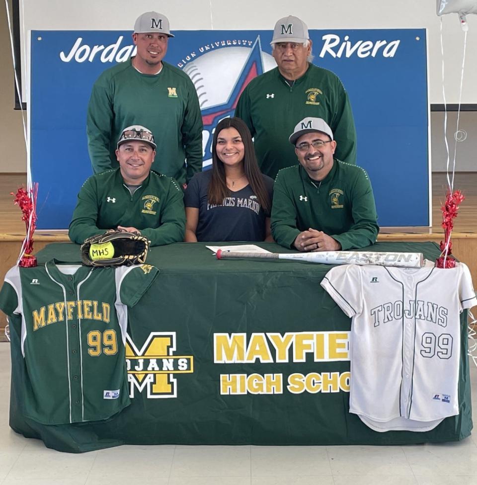 Mayfield senior Jordan Rivera signed to play softball at Francis Marion University in Florence, S.C. Tuesday afternoon.