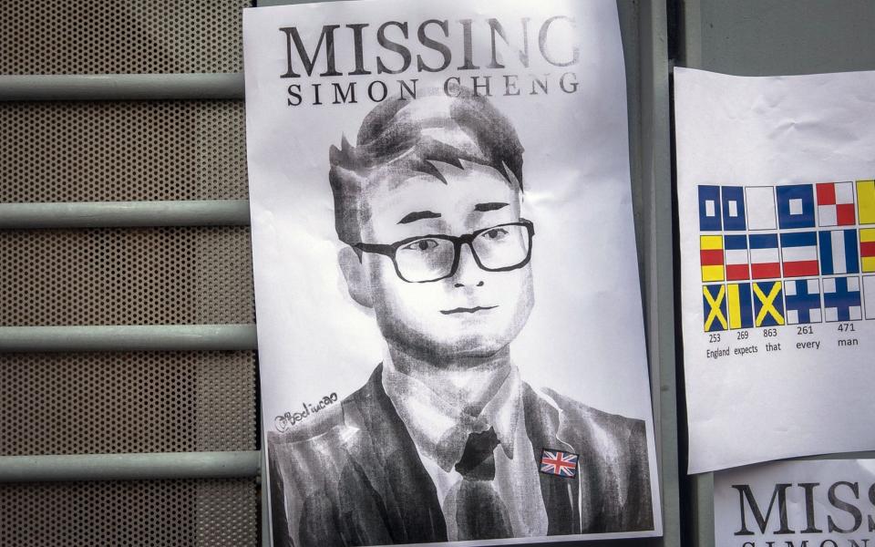 An illustration of Simon Cheng after he was disappeared on a business trip to Shenzhen - ROMAN PILIPEY/EPA-EFE/REX/REX