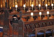 <p>The Queen takes her seat inside the chapel. The Royal Family were all socially distanced throughout the ceremony. </p>