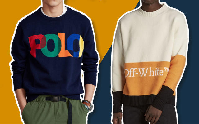 The New Men's Fall/Winter 2023 Is Full Of Big Logo Monogram Jacquard  Knitted Crewneck High Street Sweaters On The Front And Back