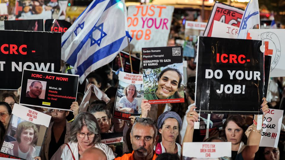 A demonstration demanding the release of Israeli hostage in Tel Aviv. - Ahmad Gharabli/AFP/Getty Images