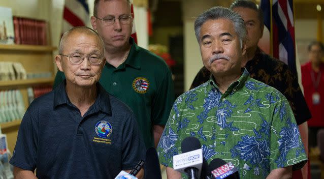 Hawaii Emergency Management Agency Administrator Vern Miyagi, pictured left next to Hawaiian Governor David Ige, said they 
