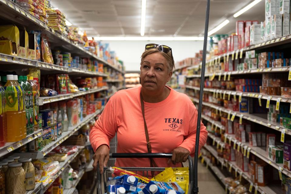 Lilian Ramos of Bensalem shops at Selecto Supermarket in Bristol on Monday, Nov. 7, 2022. Ramos drives to Bristol monthly to shop Hispanic brands Selecto offers that are not available in other grocery stores, like Goya.