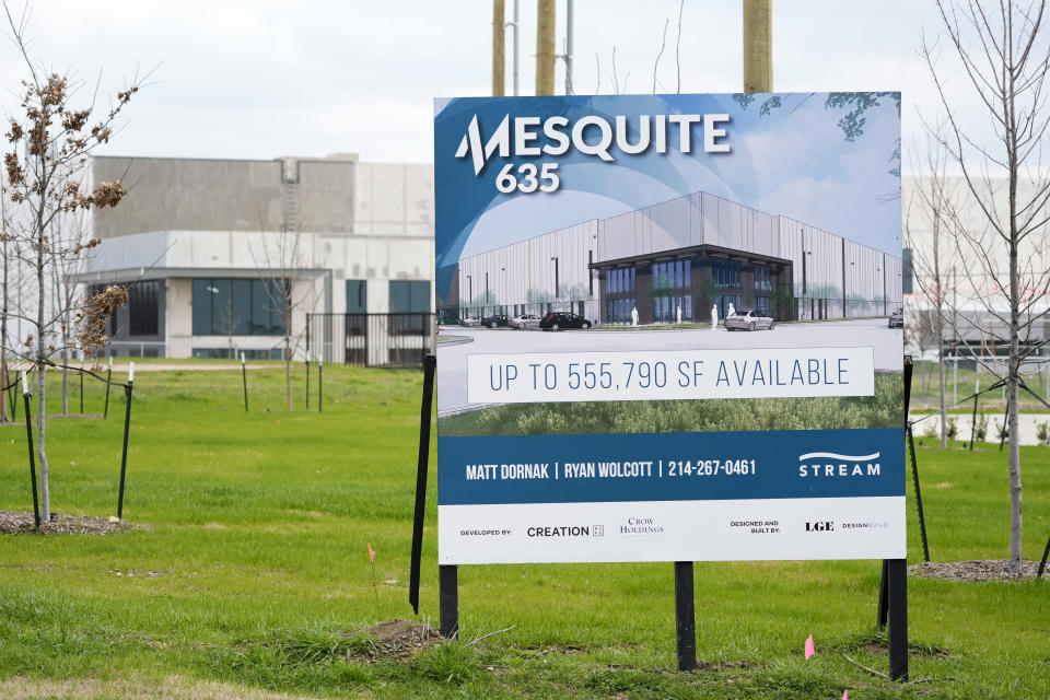 Construction continues at a building complex in Mesquite, Texas, Friday, Feb. 16, 2024. As President Joe Biden pushes House Republicans to pass needed aid for Ukraine, he wants voters to understand that nearly $40 billion would actually be going to U.S. factories that make missiles, munitions and other gear. (AP Photo/Tony Gutierrez)